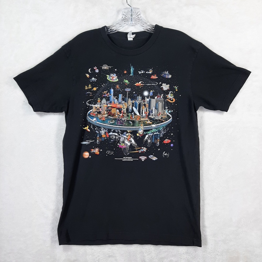 Cotton Heritage Pop‎ Culture Space City Graphic T-Shirt Black Mens Medium